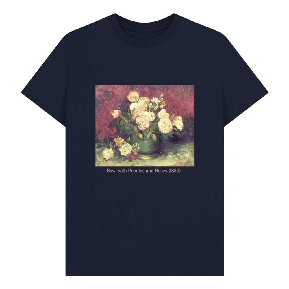 Apoh Unisex Adult Peonies Vincent Van Gogh T-Shirt / Navy Blue